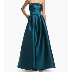 NWT Sachin + Babi Ceri Strapless Gown - Teal Midnight Blue Belted Dress - Size 8
